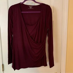 Burgundy long sleeve maternity nursing top by Motherhood.